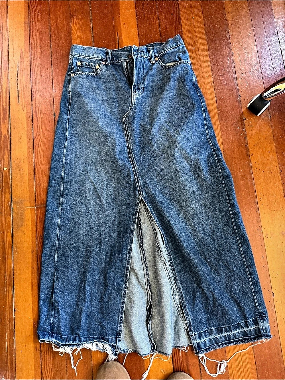 Gap Denim Maxi Skirt with Front Slit Blue Waist 28 size 6